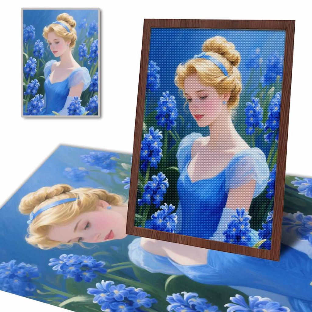 Diamond Mosaic Colorful Diamond Painting The Princess In The Flower Bed Full Round Embroidery Cartoon Creative Hobbies Wall Decor