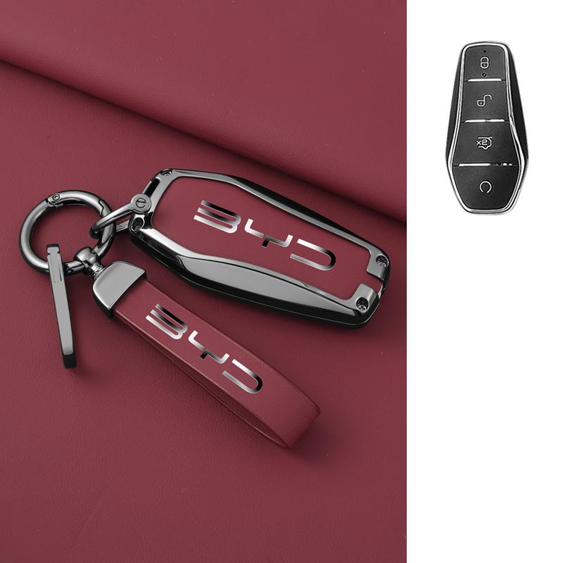 Car Key Case Cover Shell Fob for BYD Atto 3 Han EV Dolphin Lied Tang Dm Qin PLUS Song Pro MAX Yuan Zinc Alloy Protector Keychain