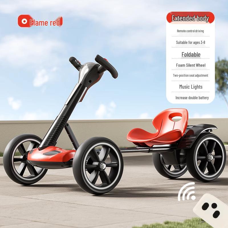 Go-Kart Elétrico Dobrável Carro de Passeio para Crianças 2-8 Anos - Não Requer Instalação