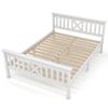 Holzbett Doppelbett aus Bettgestell mit Lattenrost Holzbett mit Kopfteil - 140 x 200 cm Massivholz Kinderbett Jugendbett Kiefer Massiv Weiß