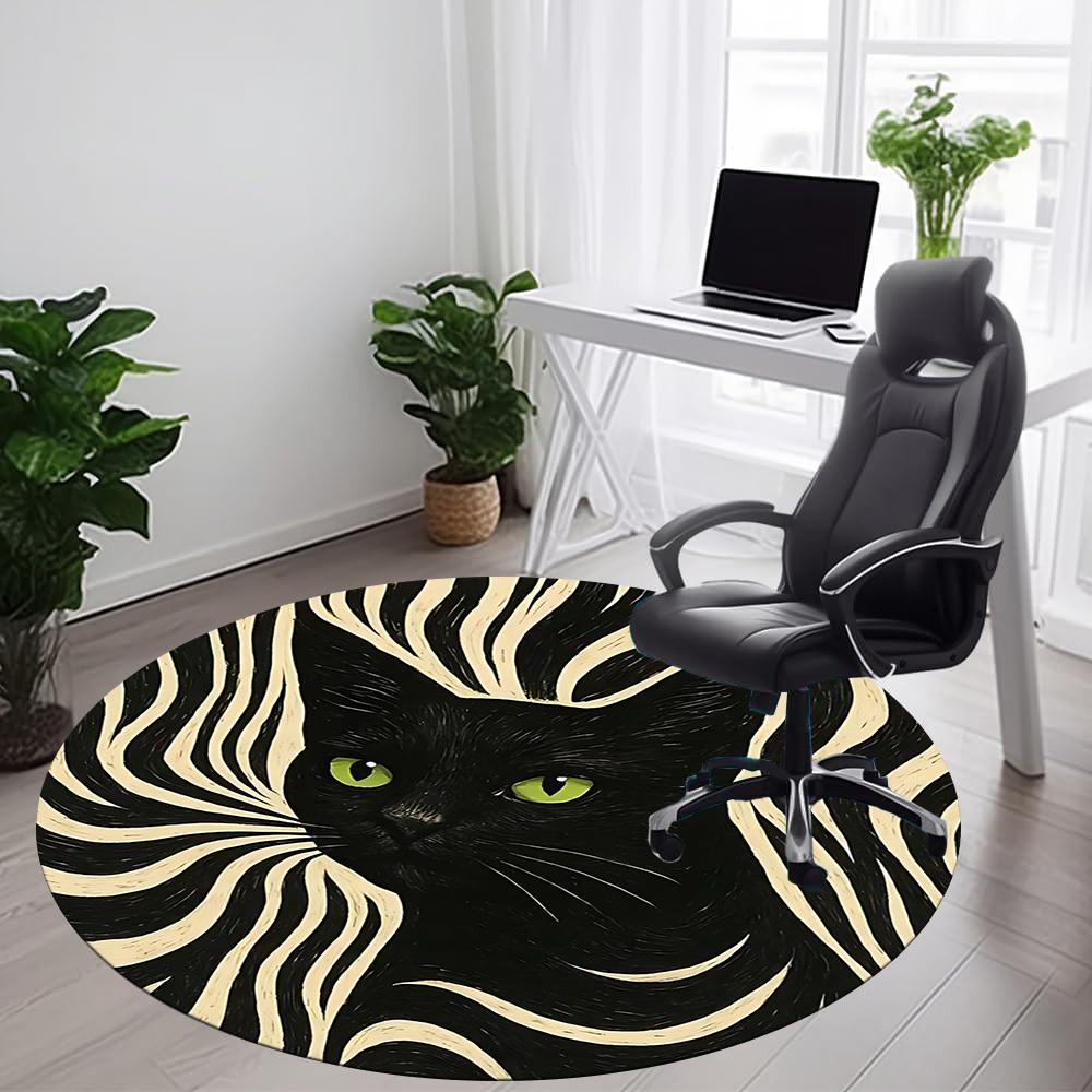 1ks Zebra Kočka Kancelářský Kulatý Koberec, Podložka Vhodná Do Kanceláře, Pod Kancelářské Židle Ložnice Obývací Pokoj Domácí Dekorace, Dekorace Místnosti