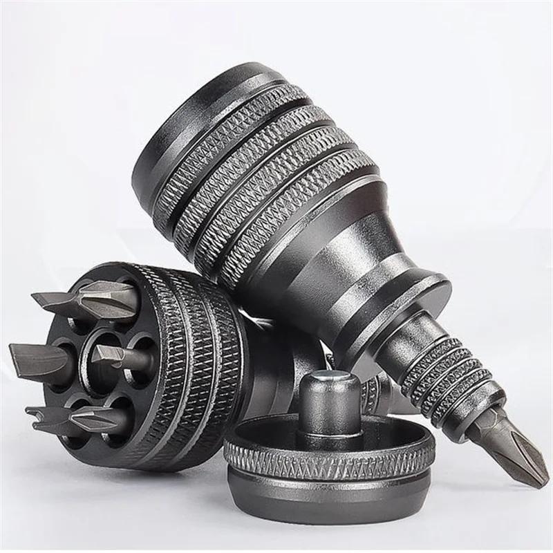 7-w-1 Przemysłowy Mini Zestaw Wkrętaków - Rękojeść ze Stopu Aluminium, Końcówki Phillips/Płaskie o Wysokiej Twardości, Wielofunkcyjne Narzędzie EDC