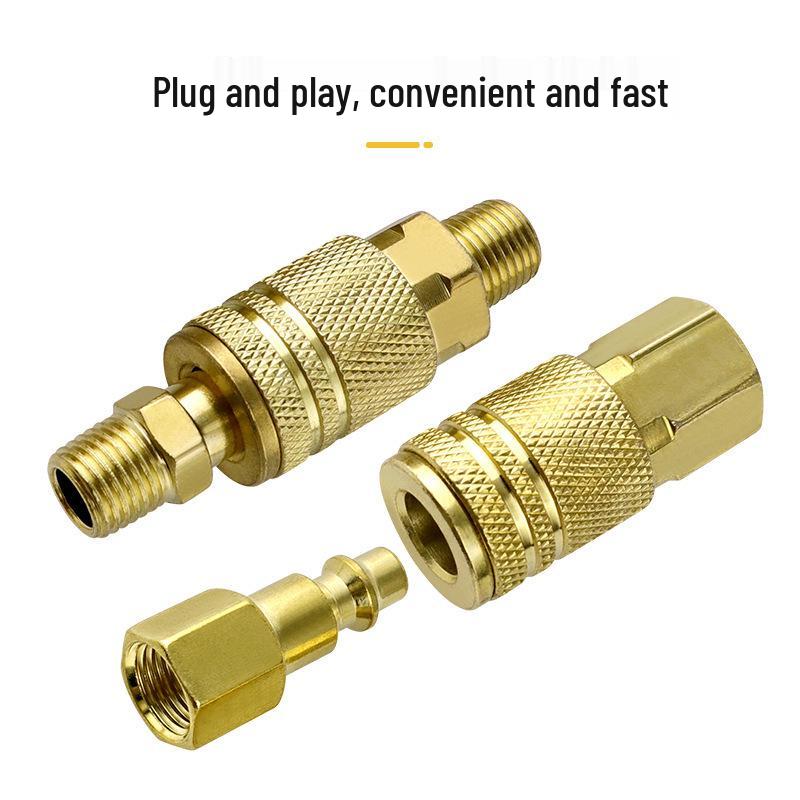Male Connector with Internal & External Threads for Pneumatic Tools - Air Compressor Hose Adapter