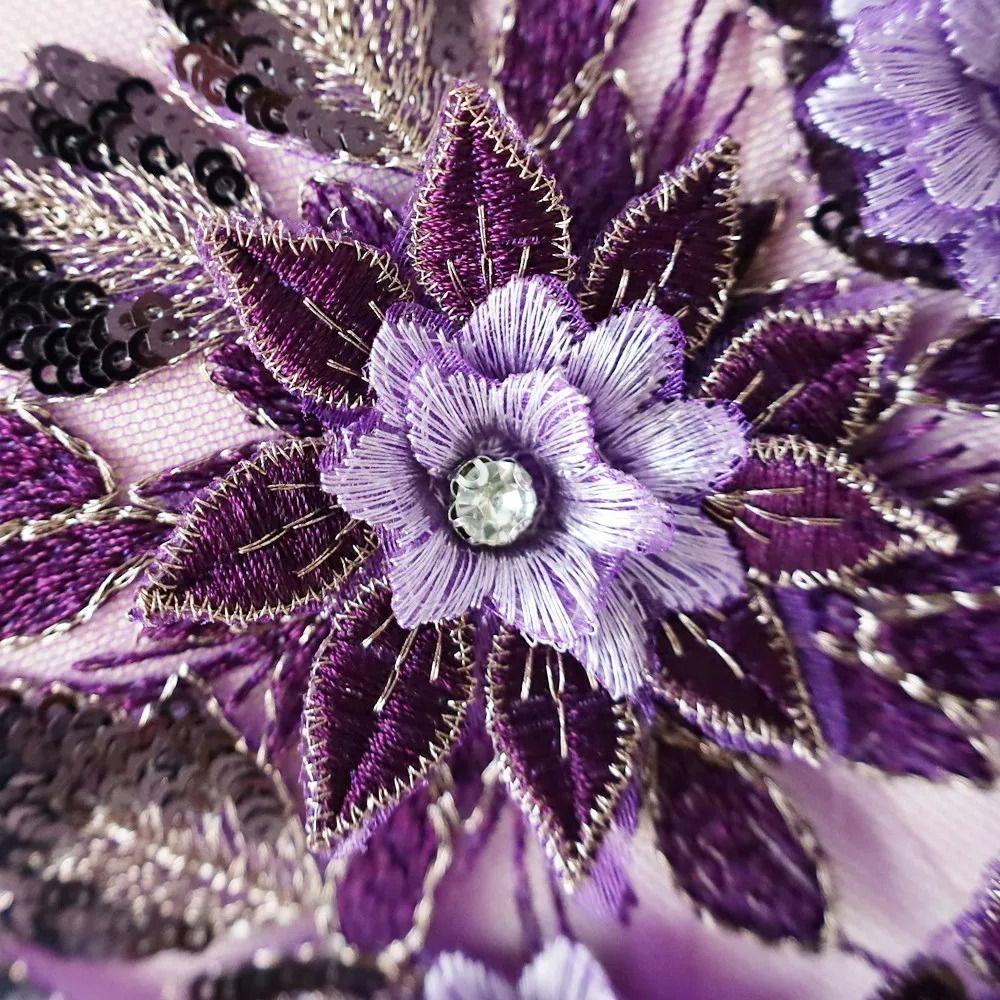 Appliques 3D Flowers Embroidery Sew Patch Rhinestone DIY Embroidered Appliques Wedding Gown Appliques