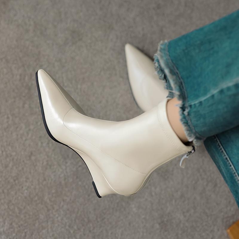 Fashion 2025 New Autumn Women Boots Pointed Toe Wedges Modern Boots Microfiber Women Shoes Short Boots High Heels Stretch Shoes