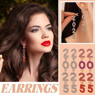 1 Pair Of 2025 Pendant Earrings, New Year Earrings, Tassel Earrings, 2025 Digital Gift, Suitable For Ladies And Girls