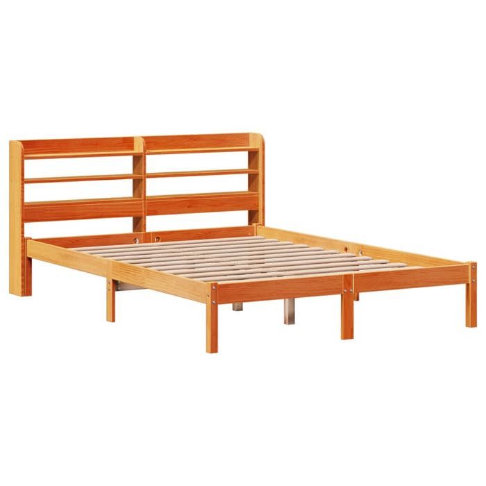 VidaXL Cadre de lit avec tête de lit cire marron 140x190cm bois de pin, lit, cadre de lit en bois massif, meuble de chambre 3306555