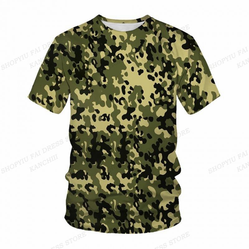 Sommer Camo T-Shirt Camouflage 3D Druck T-Shirt Herren Mode O-Ausschnitt Kurzarm T-Shirt Outdoor T-Shirt Kinder Oberteile Tee Fitness