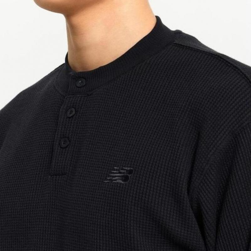 New Balance Long Sleeve Tee Waffle Henley Neck