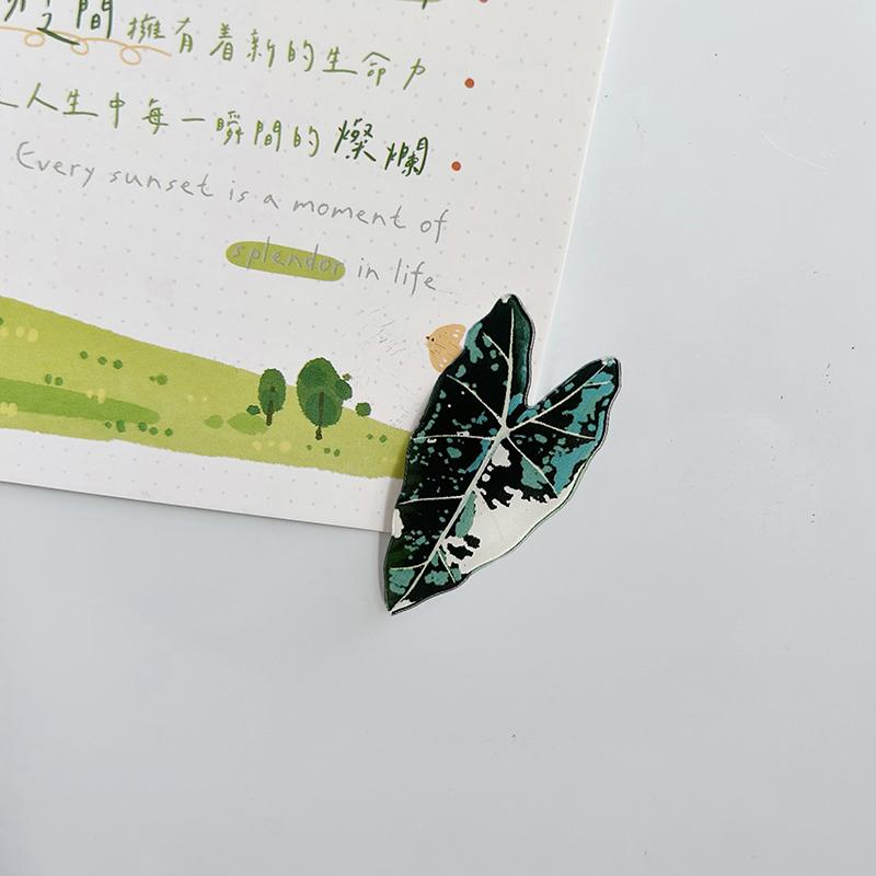 Plants Leaves Fridge Magnet Pink Princess Plant Refrigerator Sticker Acrylic Simulation Leaf Magnet Sticker Home Kitchen Decor