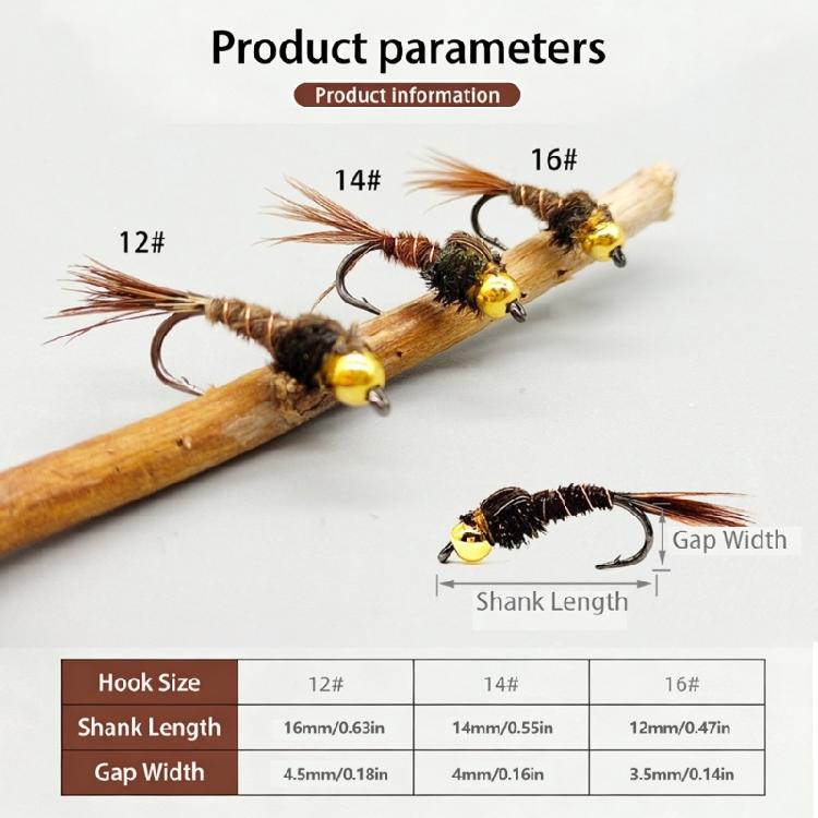 Fly Fishing Lures 6pcs Effective Nymph Fly With Natural Pheasant Tail Pattern To Attract Game Fish