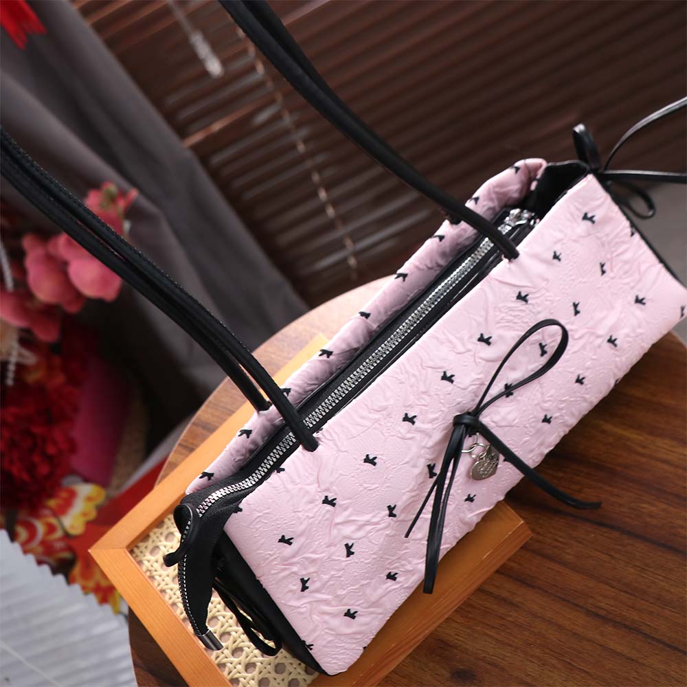 Sweet French Stick Underarm Bag French Armpit Bag Fashion Bow Ribbon Shoulder Bag  Daily