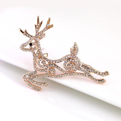 Christmas Reindeer Brooch Femininity Versatile Rhinestone Animal Corsage Niche Design Pin Clothing Accessories