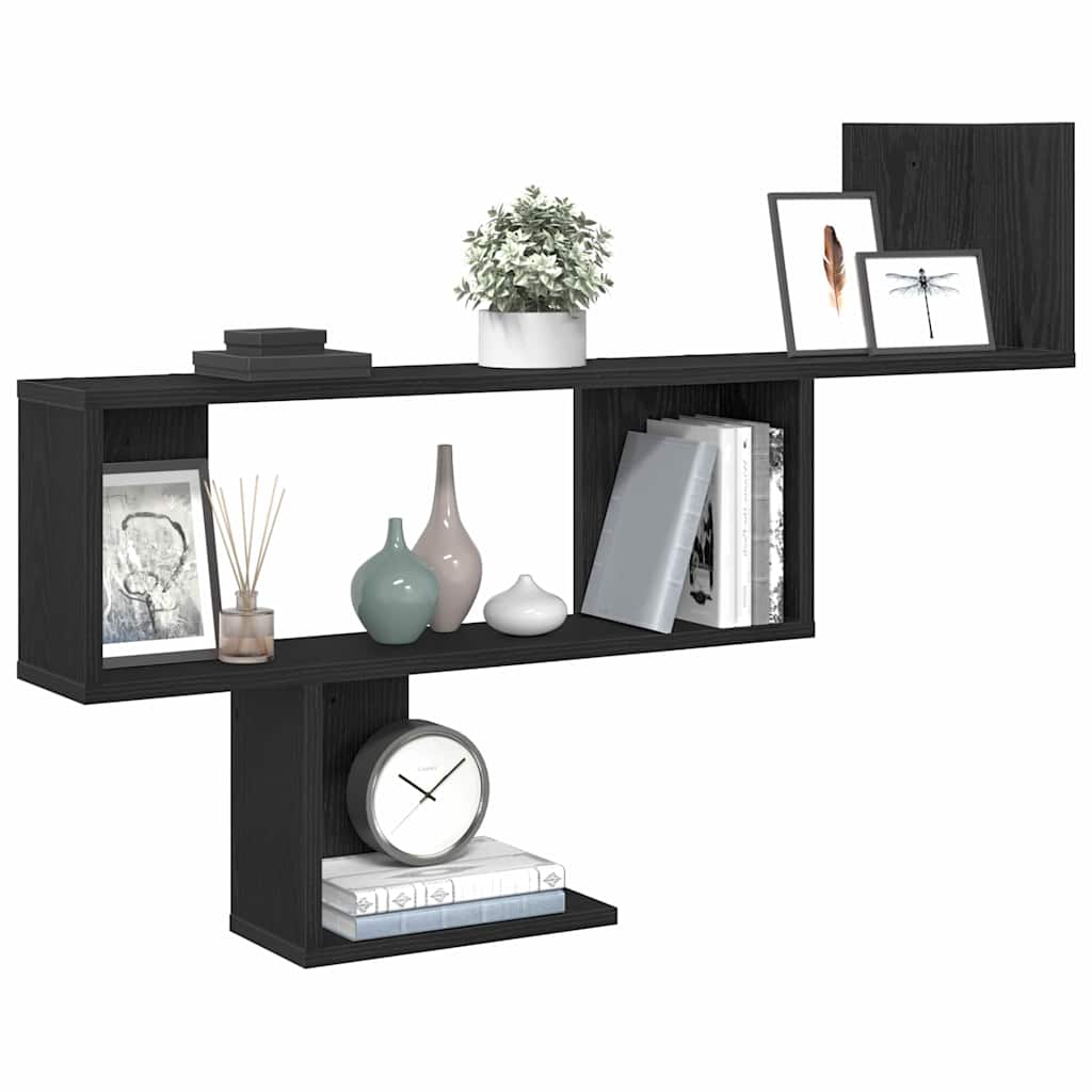 Wall Shelf Black Oak Effect 100 x 15 x 70 cm Wood Based Material