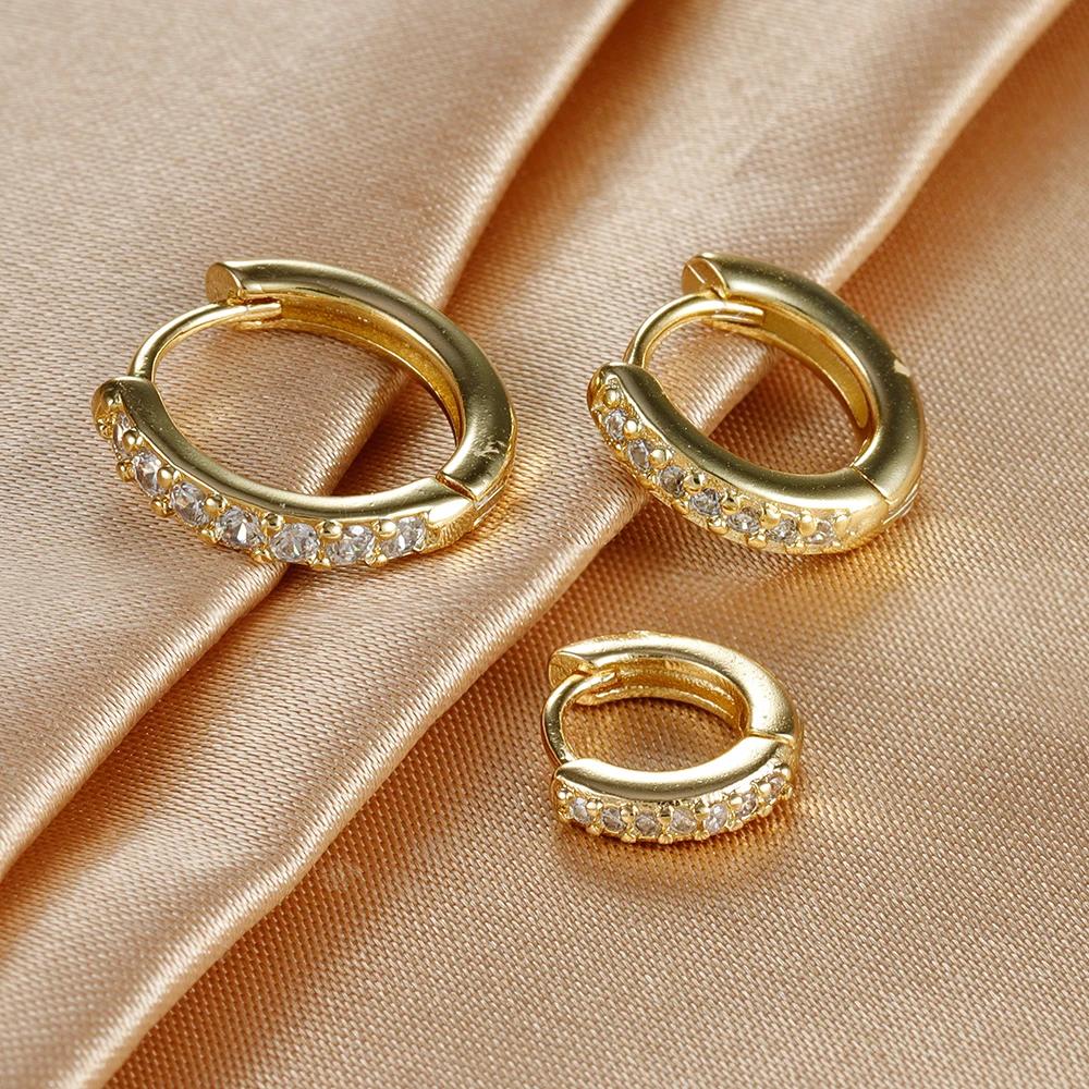 3PCS 6/8/10mm Round Circle Stainless Steel Zircon Huggie Hoop Earrings Set for Women Tiny Unisex Rock Earring Piercing Jewelry