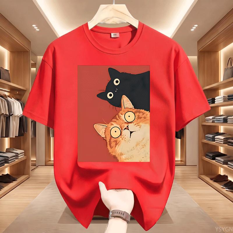 Kawaii Vintage Black Cat Print Tshirt Korean Style Casual Streetwear Cotton T Shirt For Unisex And Unisex Streetwear Basic Tees