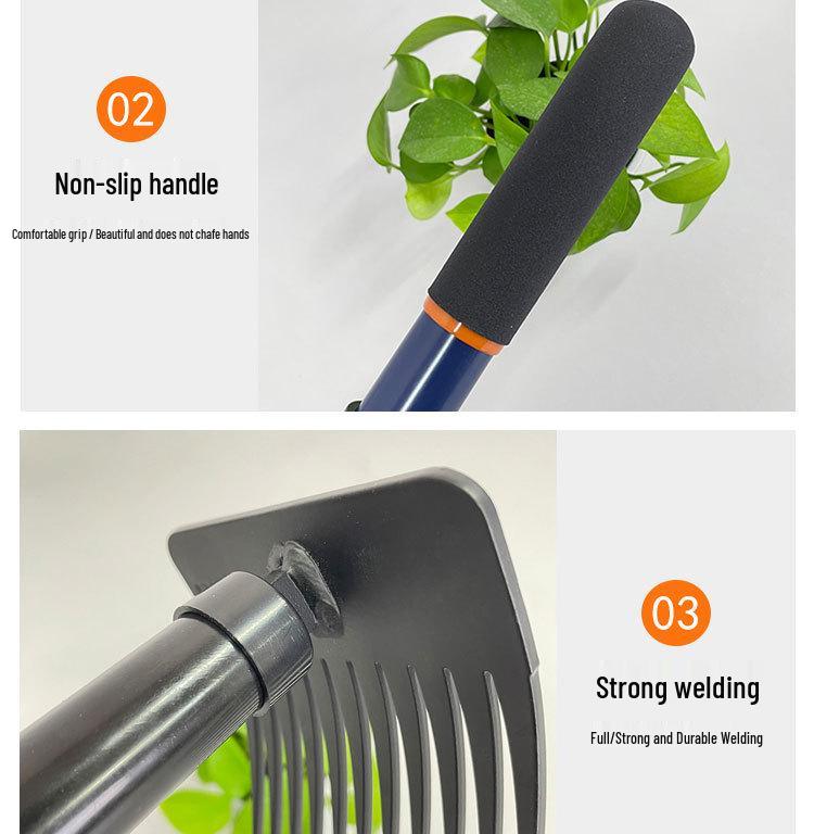 Detachable Dense-Tooth Garden Rake for Leaves, Grass, and Potted Plants