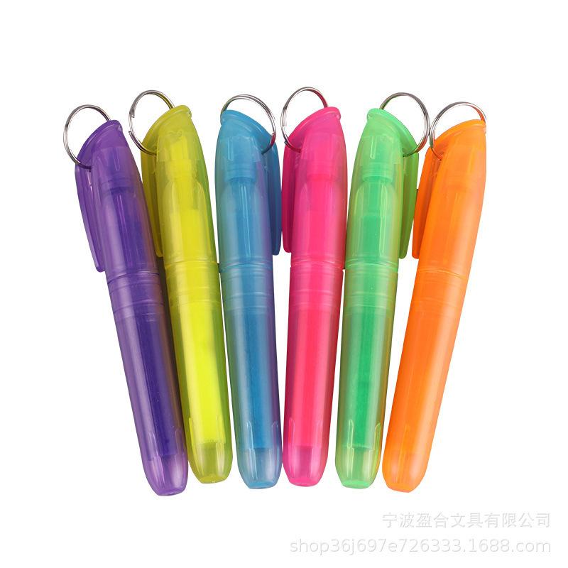 Fluorescent Pen with Iron Hook & Colored Note Highlighter Set
