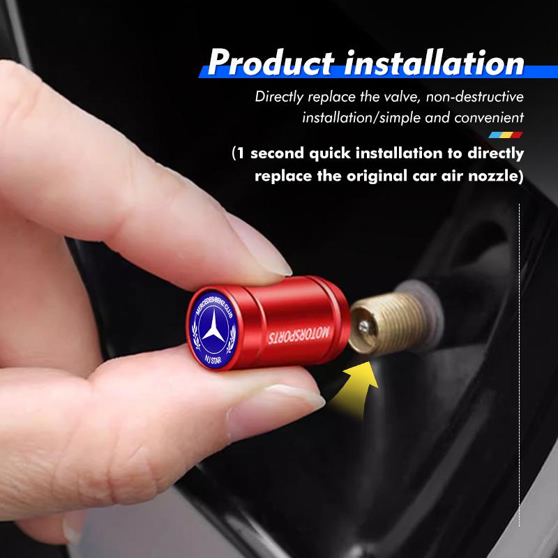 4 Pezzi Tappi Valvole Pneumatici Auto Copri Stelo Ruota in Alluminio Per Mercedes Benz W211 W124 W176 W177 C180 C200 C260 C300 GLC CLE