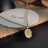 Fashion Vintage Flower Seal Pendant Necklace For Women Chain Necklace Wedding  Party Jewelry Gift