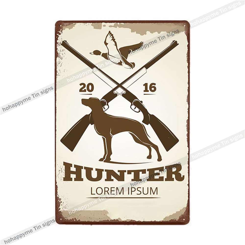 Jagd Metallschild Blechschild Retro Jäger Plakette Eisenmalerei Jagd Poster Geschäft Vintage Wandkunst Dekoration Heimschilder 20x30cm