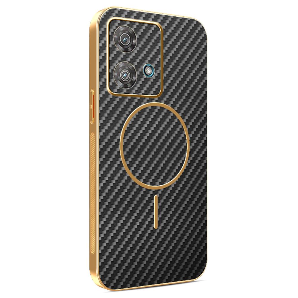 Für Motorola Edge 40 Neo 5G Handyhülle Carbonfaser-texturiert Galvanisiertes TPU Rückcover