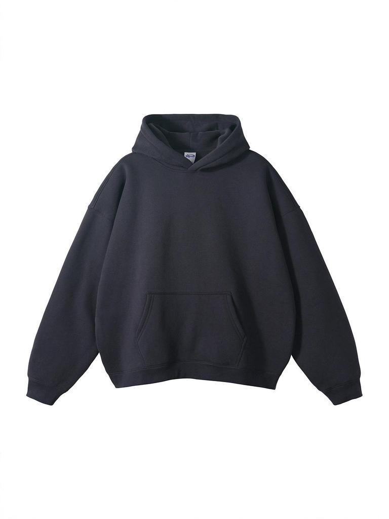 Autumn/Winter Unisex Loose Fleece-Lined Drop Shoulder Hooded Sweatshirt Jacket