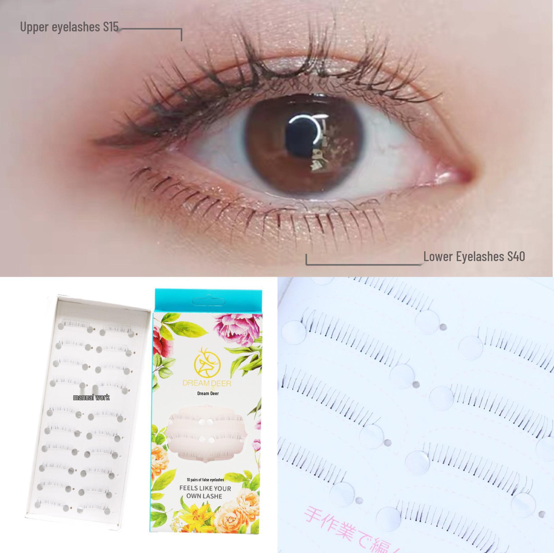 Dream Deer Pack of 10 Little Devil False Eyelashes with Natural Clear Stem - Manga Nude Fairy Style