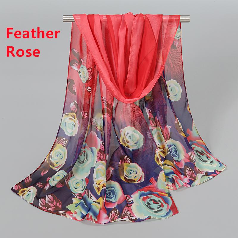 

150*50cm Spring Floral Printed Scarf Women Long Shawl Thin Georgette Hijab Beautiful Rose Flower Pareos Beach Sunscreen Shawl 150x50cm