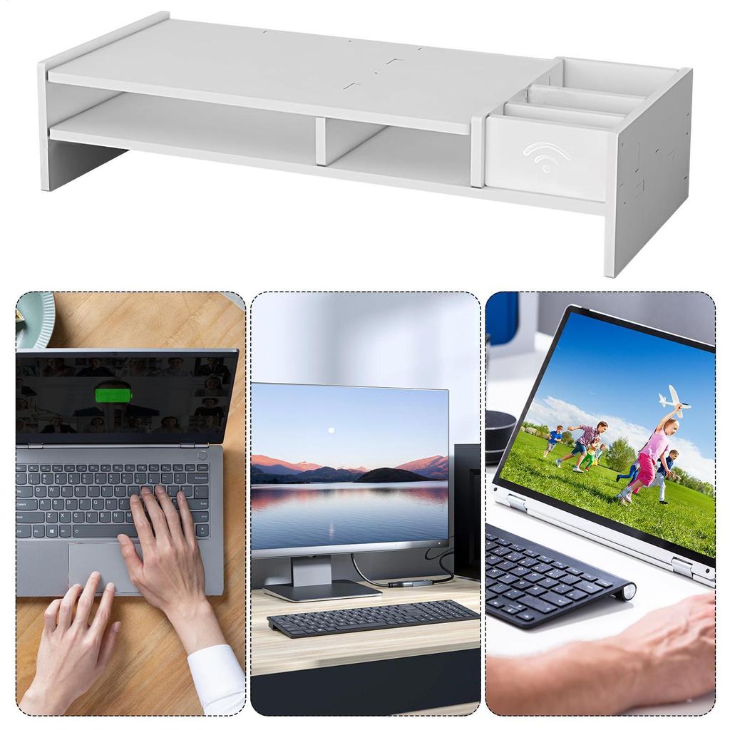 Monitor Stand 3-Tier Desktop Shelf Computer Accessories for Display Workstation Offices Study College Dorm Business Working