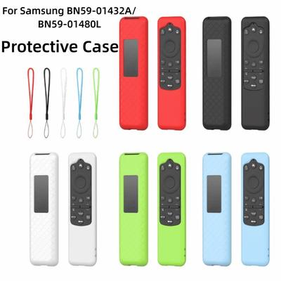 Silicone TV Remote Controller Cover with Lanyard Shockproof TV Remote Sheath for Samsung BN59-01432A/BN59-01480L