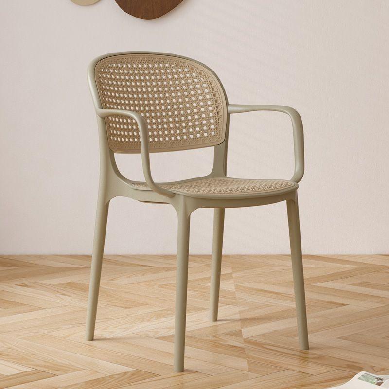 Stylish Rattan-Look Casual Dining Chair – Comfortable Patio or Plastic Chair with Woven Backrest