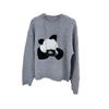 Knit Long Loose Round Panda Knit Korean Winter [CCGGOWMM] Women's Sweater, Sleeve, Fit, Neck, Fluffy, Print, Top, Fashionable, Cute, Stretchy,