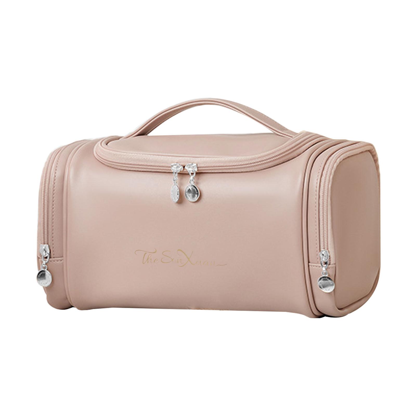 

Большая дорожная косметичка для женщин и девочек из искусственной кожи, органайзер для макияжа, женские туалетные сумки, сумка для хранения розовый