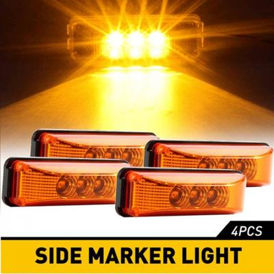 4X Amber 3 LED Side Marker Clearance Lights Waterproof For Trailer Truck RV EOA