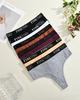 3Pcs Cotton High-Waist Thongs Underwear Women's Breathable Elastic Belt Panties Sexy Plus Size Comfortable T-Back Lingerie S-XXL