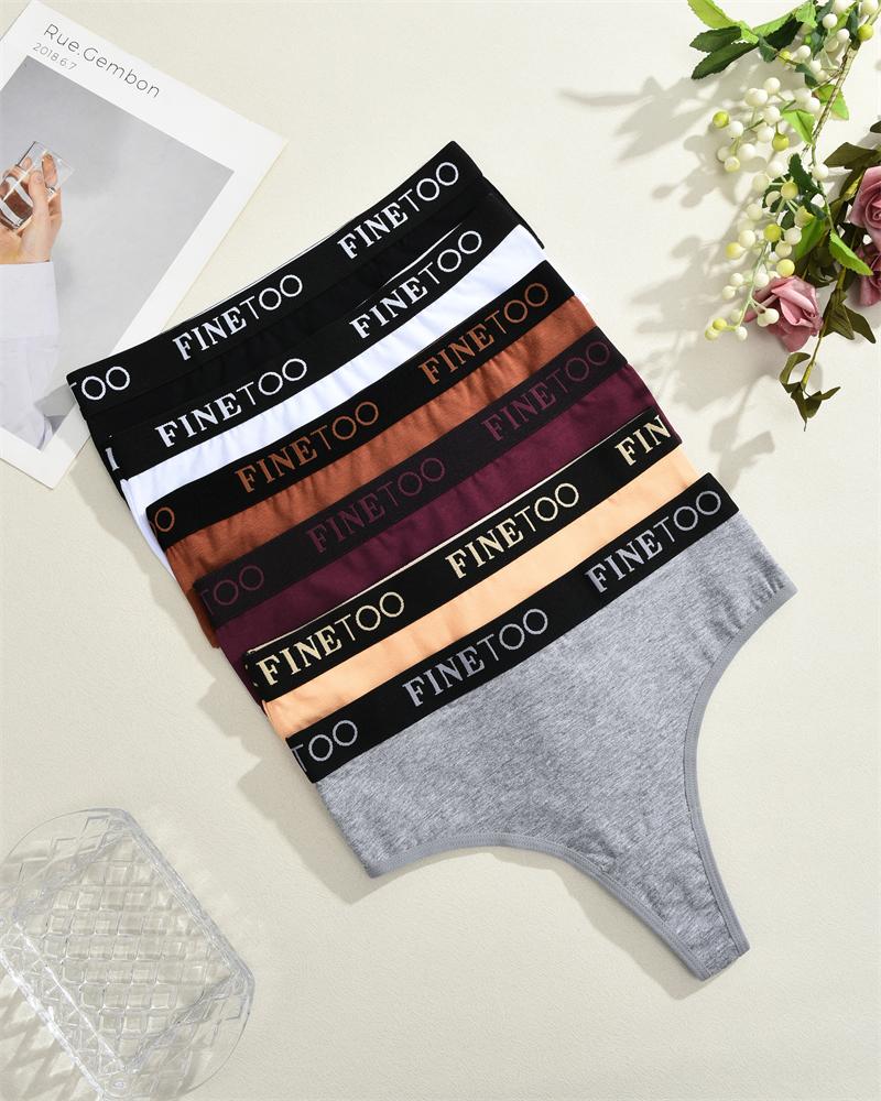 3Pcs Cotton High-Waist Thongs Underwear Women's Breathable Elastic Belt Panties Sexy Plus Size Comfortable T-Back Lingerie S-XXL