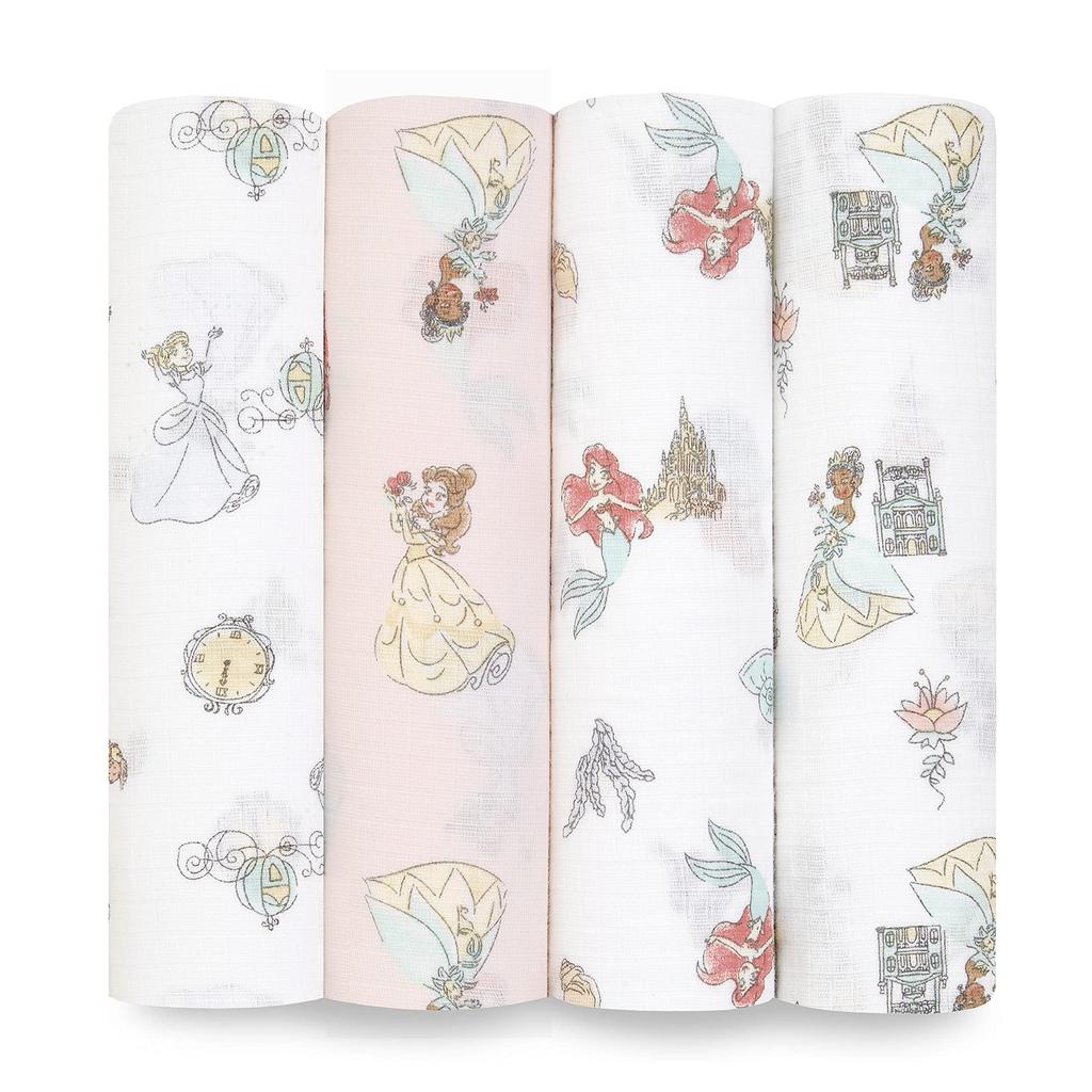 Aden Anais Essentials and Anais Official Japanese Product Disney Princess ESWC40017DIT 112 X 112cm Muslin Cotton Swaddle Set of 4 Newborn Gauze Baby