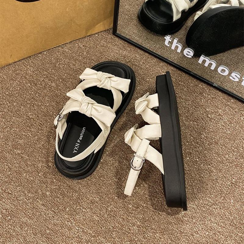 

Queen Fan retro versatile platform sandals women s shoes 2025 new summer French with skirt beach Roman shoes 40 бежевый