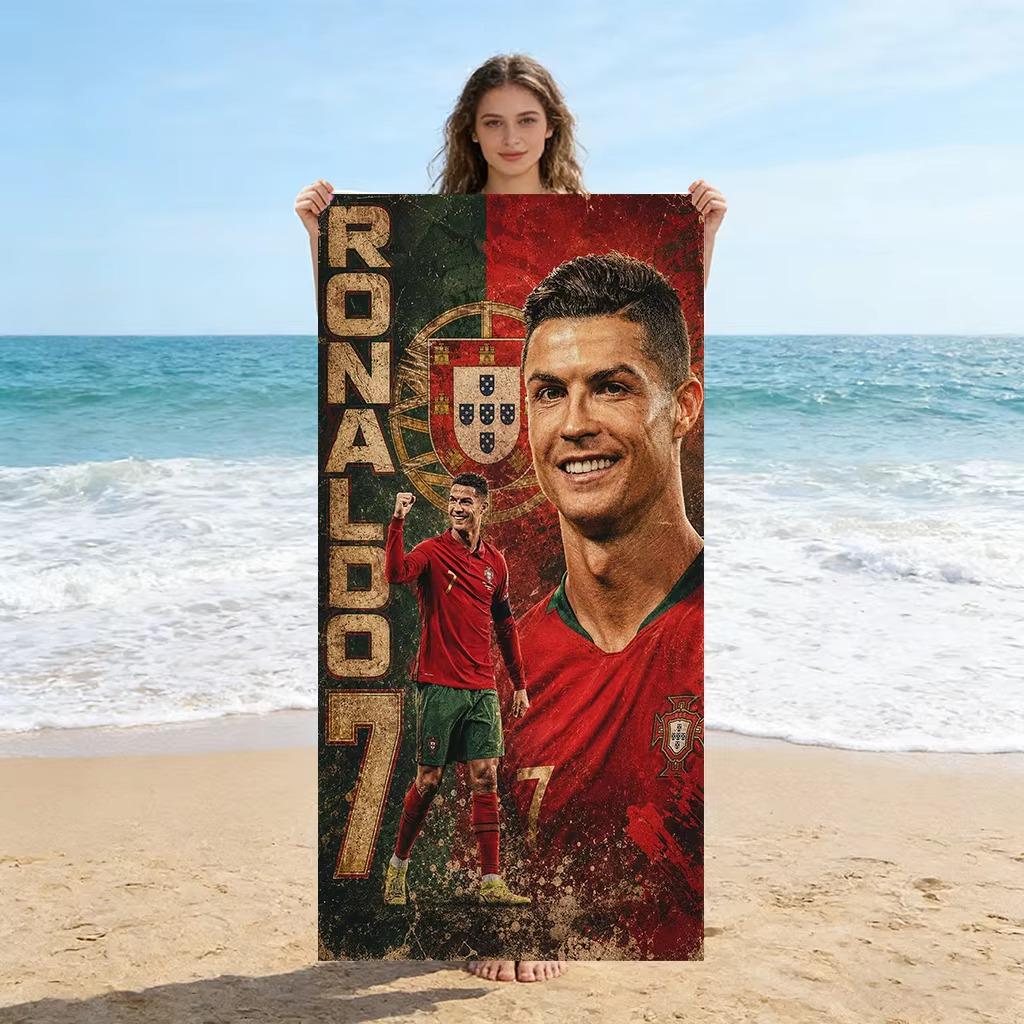 Soccer Cup Ronaldo NO.7 Beach Towel Quick Drying Large Towel Suitable for Beach Yoga Pool Gym Sport Summer Gift for Friend