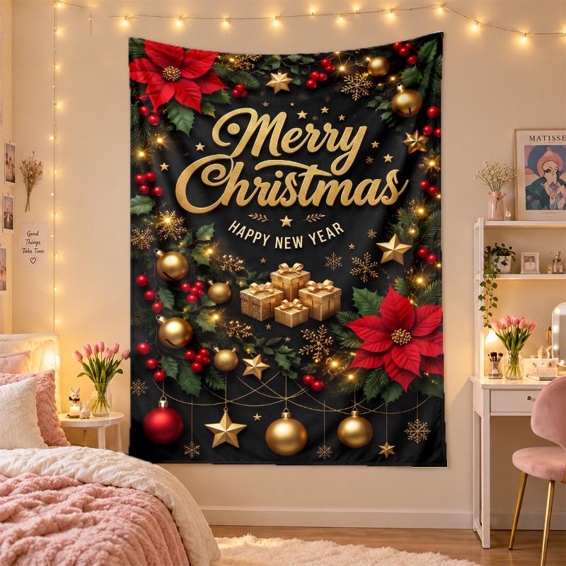 Christmas Printed Tapestry Wall Hanging For Bedroom Living Room Wall Decor Holiday Gift