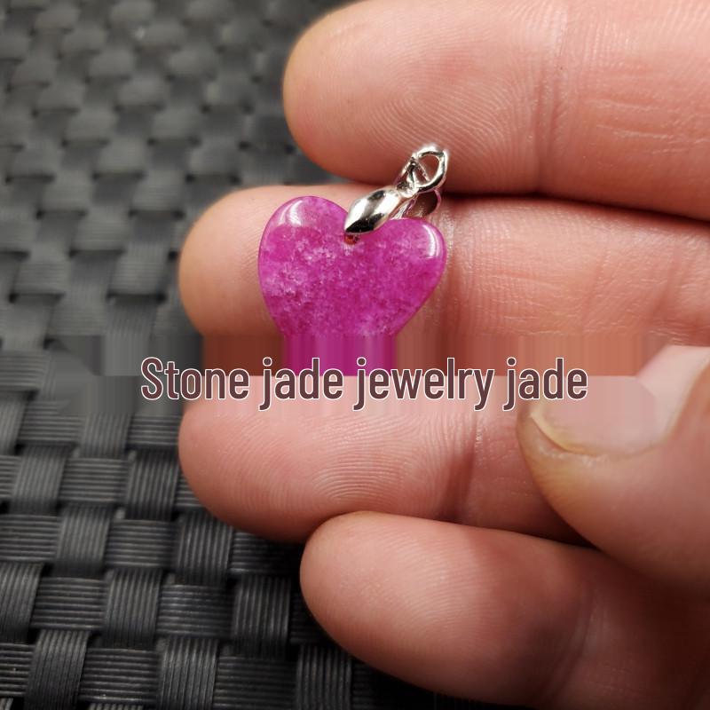Heart-shaped Pink Quartzite & Jade Pendant Necklace