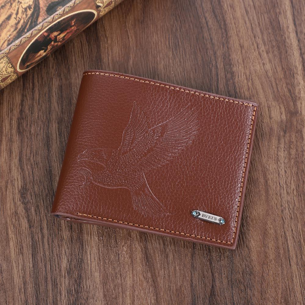 

Retro Style Men s Lightweight Wallet with Eagle Design - Short Style светло-коричневого