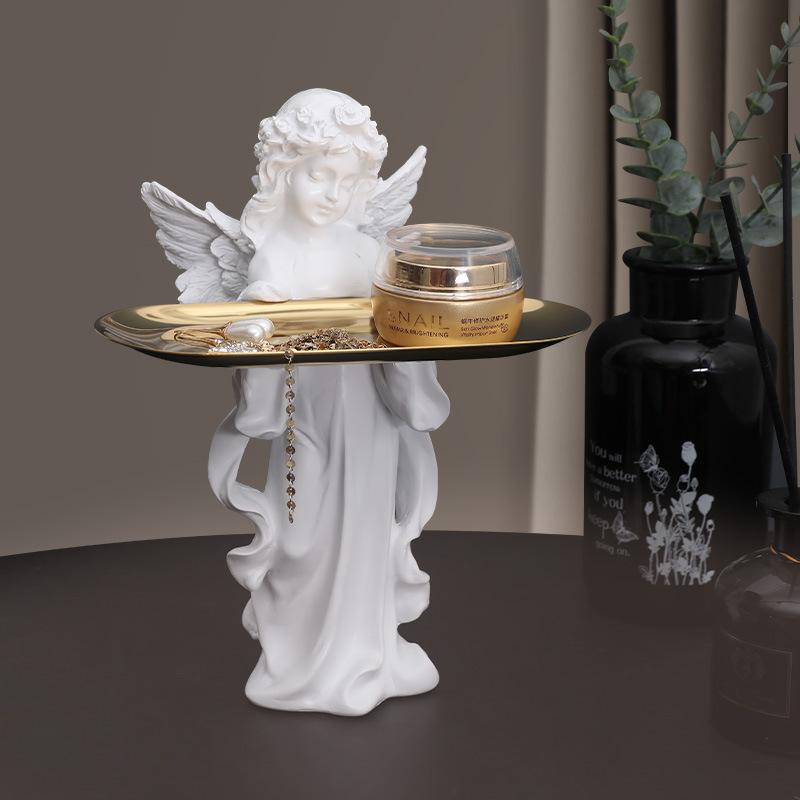 Praying Angel Goddess Ornament With Tray Sculpture Art Home Living Room Decorations Office Decoration Decoration