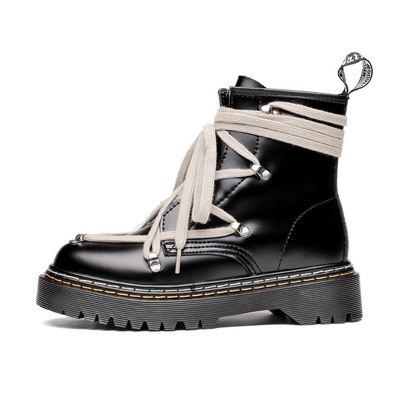 

OWEN joint Martin boots hexagram women s boots leather straps European and American platform leather boots men s boots 35 чёрный