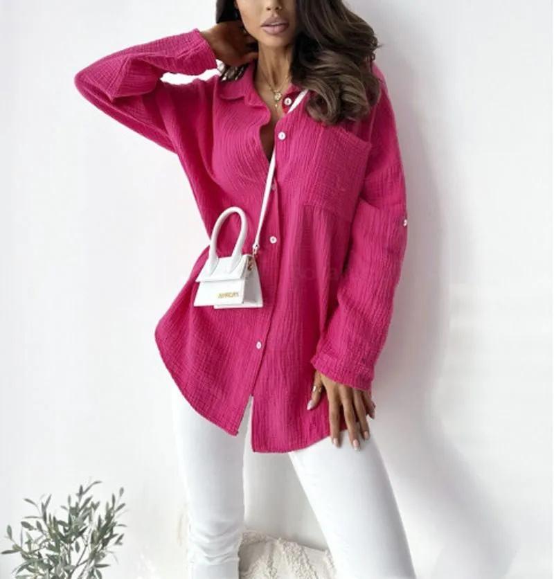 Women's Satin Faux Silk Long-sleeved Shirt