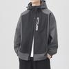 Hooded Color-blocked Jacket Men's Zipper Decoration Spring Clothes New Men's Slim Youth Outdoor Casual Jacket Jacket
