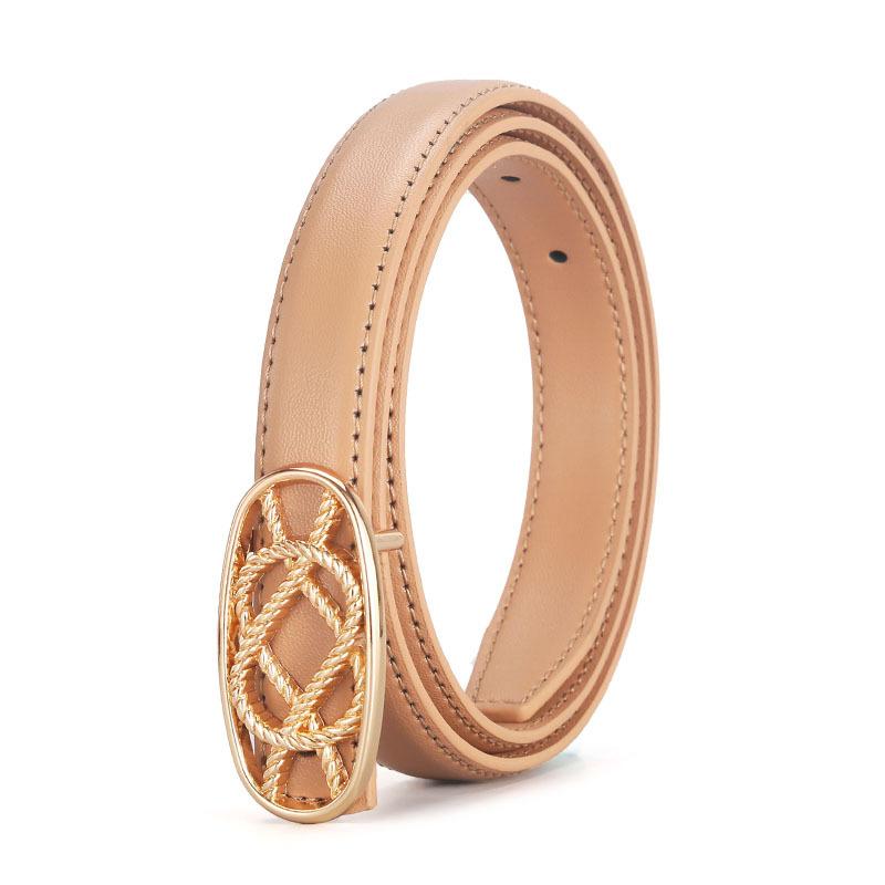 Oval Winding Flower Leather Cowhide Belt Women'S Decorative Dress Suit Retro Belt Women'S Literary Model