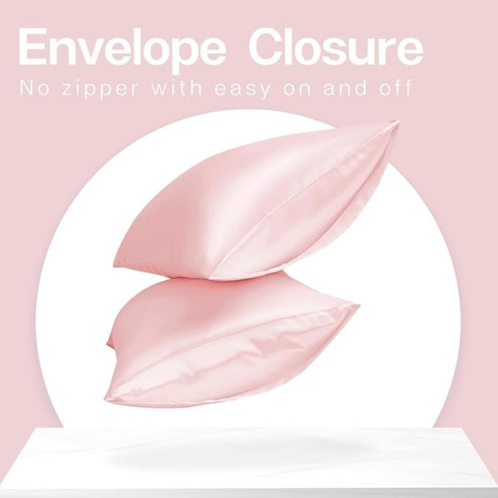 Silky Pillow Cover Satin Pillowcase for Hair and Skin, Silk Satin Pillowcase 2 Pack, Queen Size Pillow Cases Set of 2, with Envelope Closure