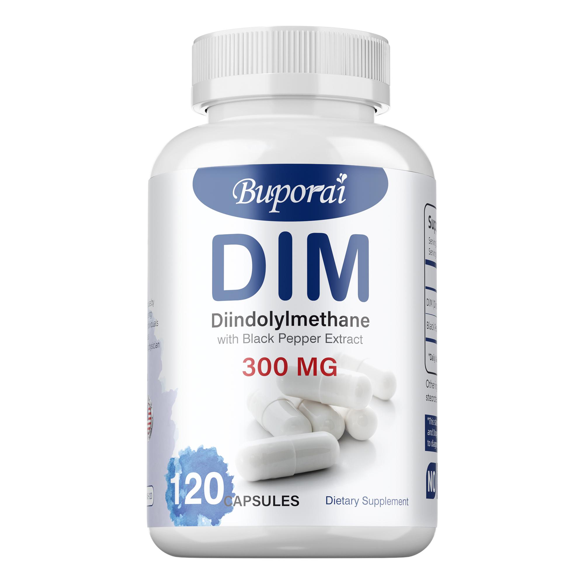 Buporai DIM Complex Dietary Supplement, Contains Broccoli Extract and Black Pepper, Daily Nutritional Supplement 120*1
